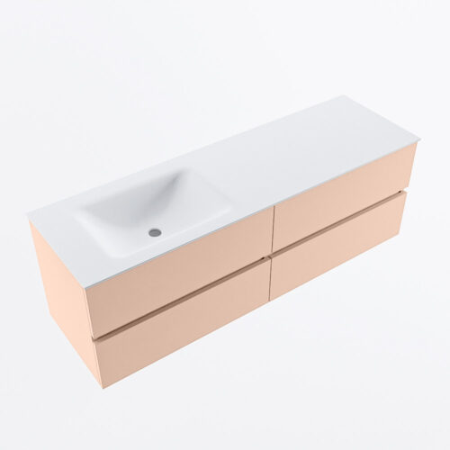 MONDIAZ VICA 150cm mueble de baño Rosee 4 cajones. Lavabo CLOUD Izquierda 1 orificio, color Talc. - Imagen 6