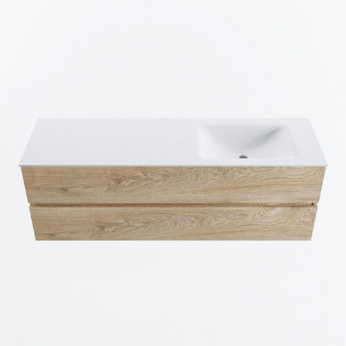 MONDIAZ VICA 150cm mueble de baño Washed Oak 2 cajones. Lavabo CLOUD Derecho 1 orificio, color Talc. - Imagen 5