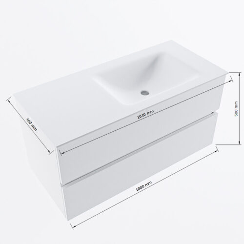 MONDIAZ VICA 100cm mueble de baño Linen 2 cajones. Lavabo CLOUD Derecho sin orificio, color Talc. - Imagen 8