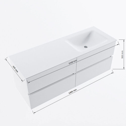 MONDIAZ VICA 130cm mueble de baño Light Brown Grey 4 cajones. Lavabo CLOUD Derecho sin orificio, color Talc. - Imagen 8