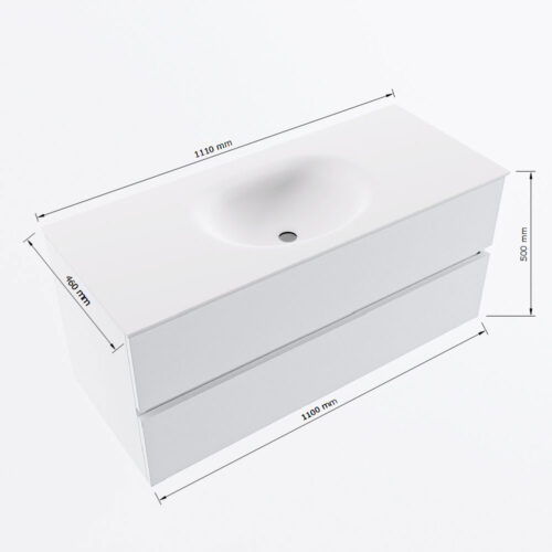 MONDIAZ VICA 110cm mueble de baño Oro 2 cajones. Lavabo MOON Centro sin orificio, color Talc. - Imagen 8